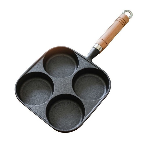 Casting Iron Skillet with Four Holes Deep Fried Egg Burger Machine Mold Household Non-stick Flat Pan No Coating Egg Pancake Pan