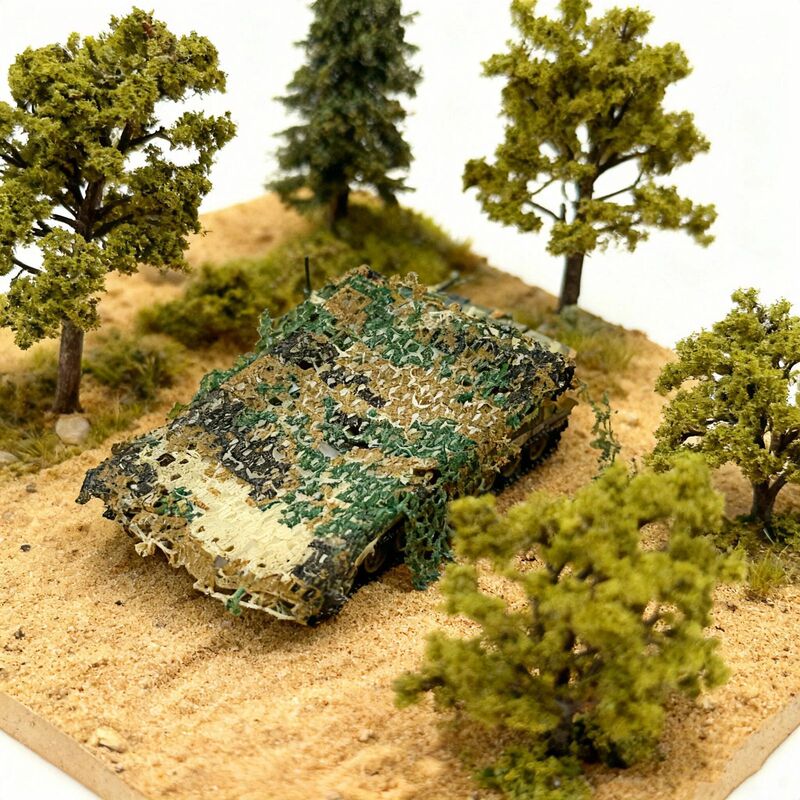 Tank camouflage netting, military scene DIY sandbox decoration, miniature material, camouflage model, scale camouflage net
