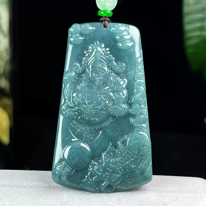 危料满油绿财神玉龙戏珠玉项坠天然A货翡翠吊坠四会珠宝玉器批发