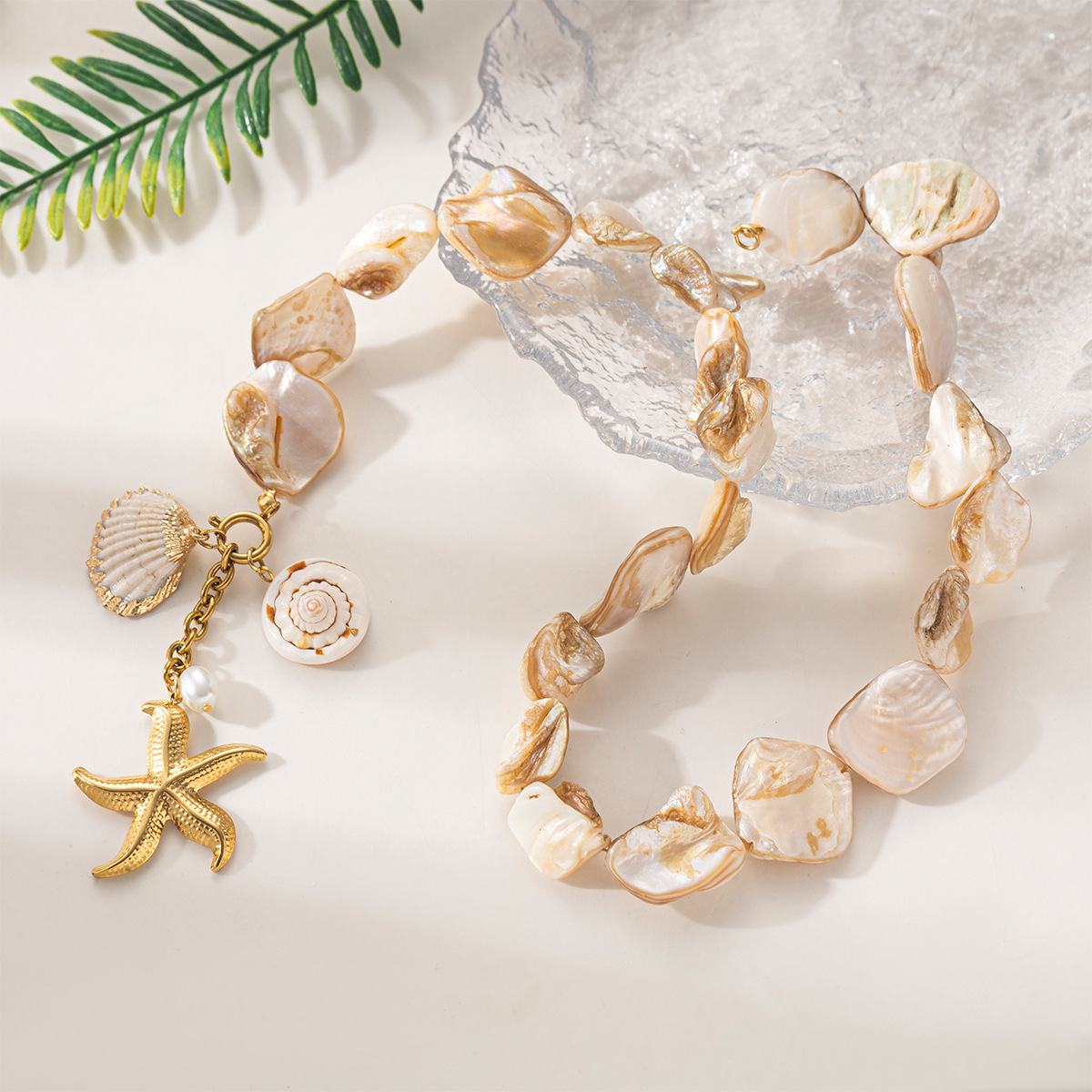Tena collar de concha europeo y americano dulce y fresco estilo chica caliente concha marina natural viento de playa estrella de mar collar de cadena de clavícula