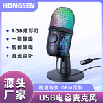 跨境usb麦克风电脑游戏直播手机语音K歌录音会议主播网课降噪话筒