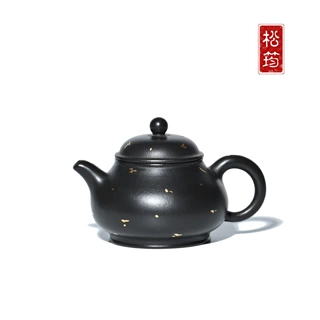 原矿朱泥捂灰洒金潘壶纯手工国风自用宜兴紫砂壶功夫茶壶200ML