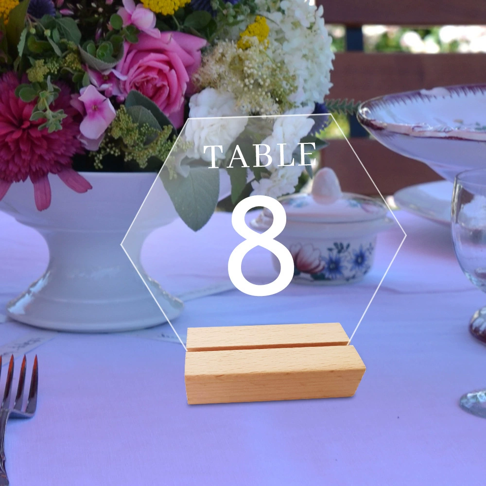 BT052 three-dimensional transparent hexagonal acrylic wedding party table number board table seat DIY mirror table table