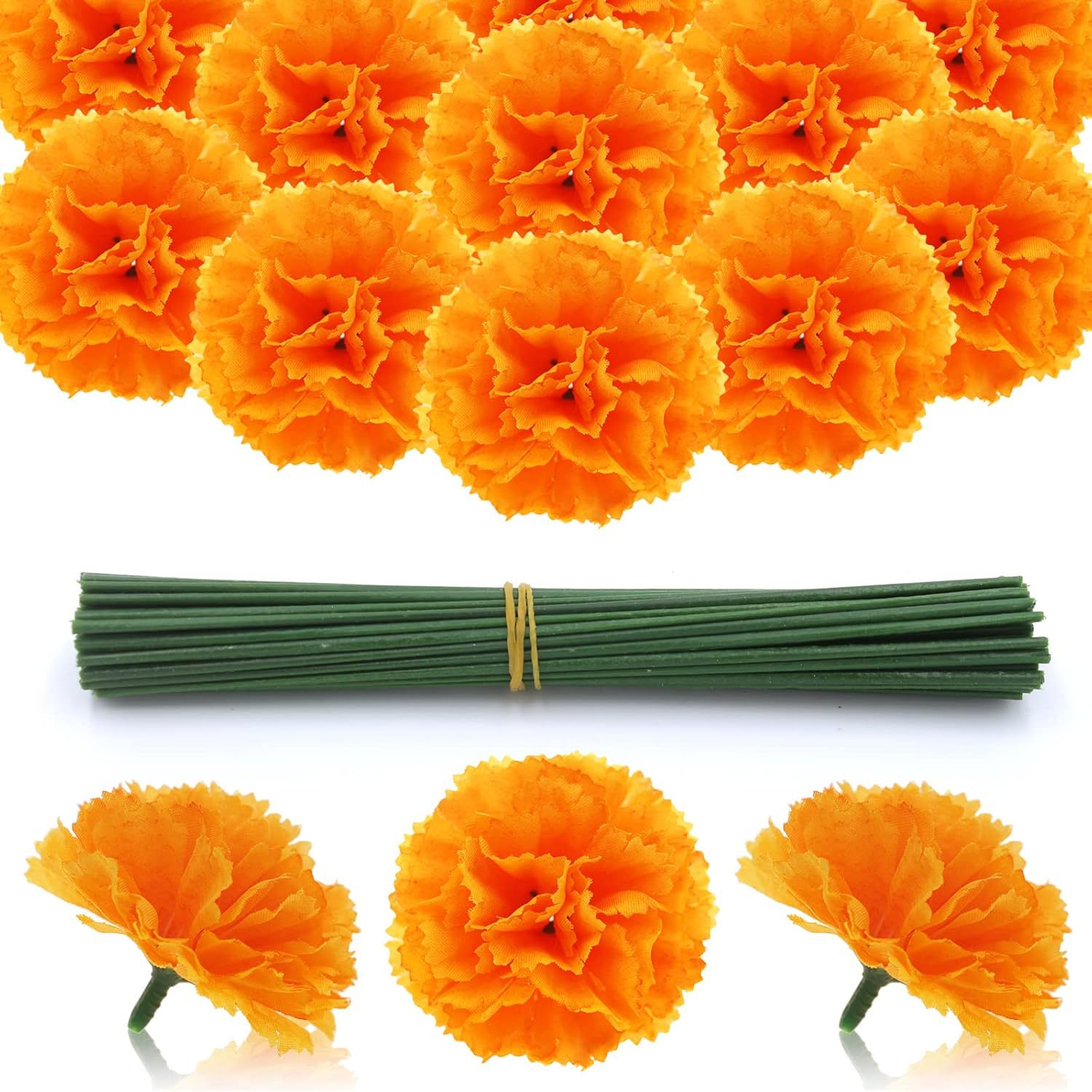Simulación de la cabeza de clavel de 6 cm de diámetro CM / 9 cm flores de crisantemo de longevidad decoran Halloween con accesorios de guirnalda para el día de los muertos
