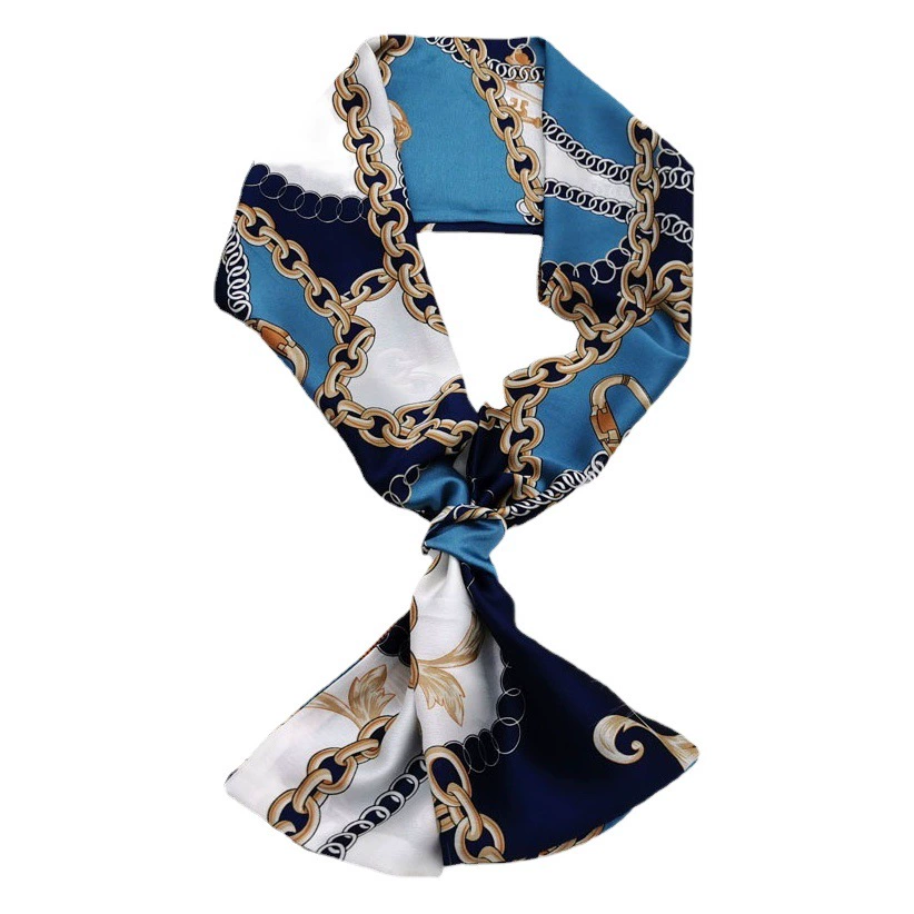 Длинный шарф, завязанный шарф, шелковый шарф Су-Ханг, искусственный шелк, корейская версия, дикий тонкий узкий шарф, длинная полоса высокого чувства оптом