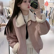 皮毛一体羊羔毛外套女2025秋冬季新款小个子复古高级感麂皮绒上衣