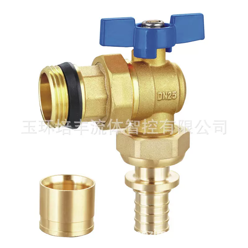 角式暖通黄铜球阀滑紧接头冷热水家用