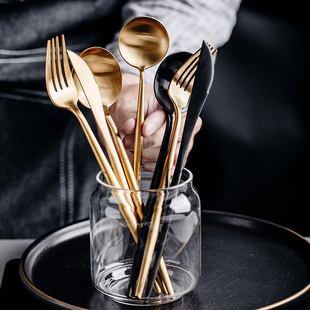 Trendy Ins Knife and Fork Set 304 Stainless Steel Tableware for Home Use Western Cuisine Trendy Steak Knife Fork Spoon Three-Piece Set
