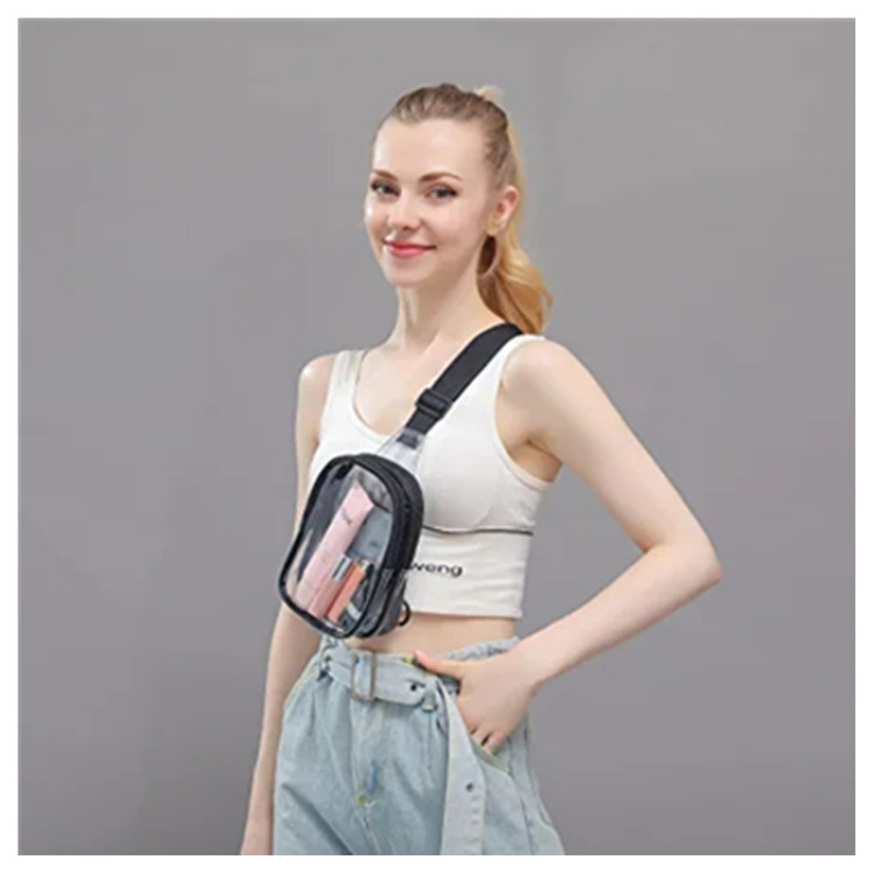Amazon nuevo bolso de pecho transparente de pvc mini viaje de hombro mochila al aire libre bolsa deportiva impermeable