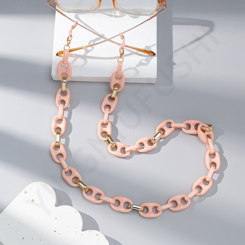 Macaron Color Metal Acrylic Eye Glass Chain Dual-Use Anti-Lost Eye Glass Chain Eye Strap Cross-Border Wholesale
