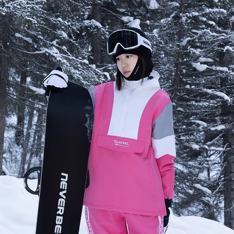 New Ski Jacket for Women and Men, Winter Single and Double Board Couple's Solid Color Personalized Jacket, Outdoor High-End Ski Coat