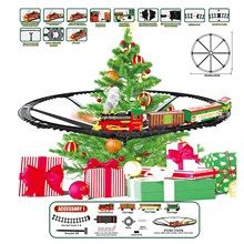 圣诞灯光音乐电动冒烟轨道火车玩具古典音乐轨道玩具车男女孩礼物