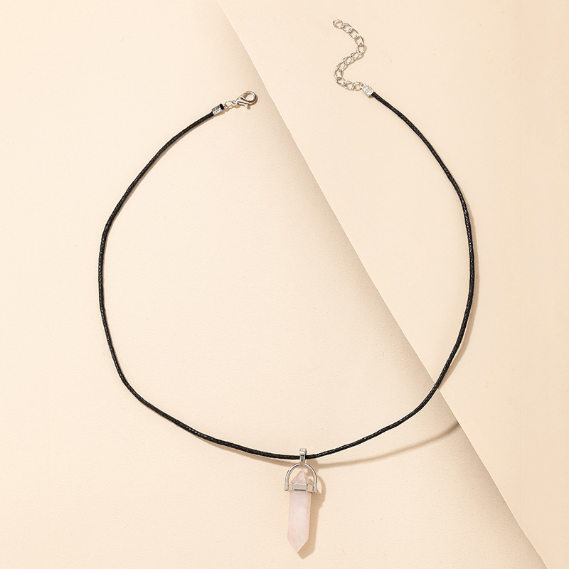 fashion simple hexagonal column crystal stone single-layer necklace wholesale nihaojewelry