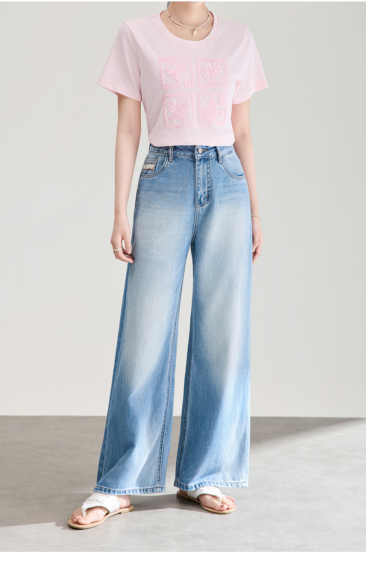 Quần jean nữ ống rộng chất liệu cotton giặt mềm, dáng rộng thùng thình phong cách denim — xanh lam chi tiết 18