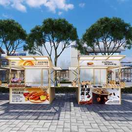 木纹摊位美食街小吃移动户外市集夜市商场活动促销架摆碳钢货架架