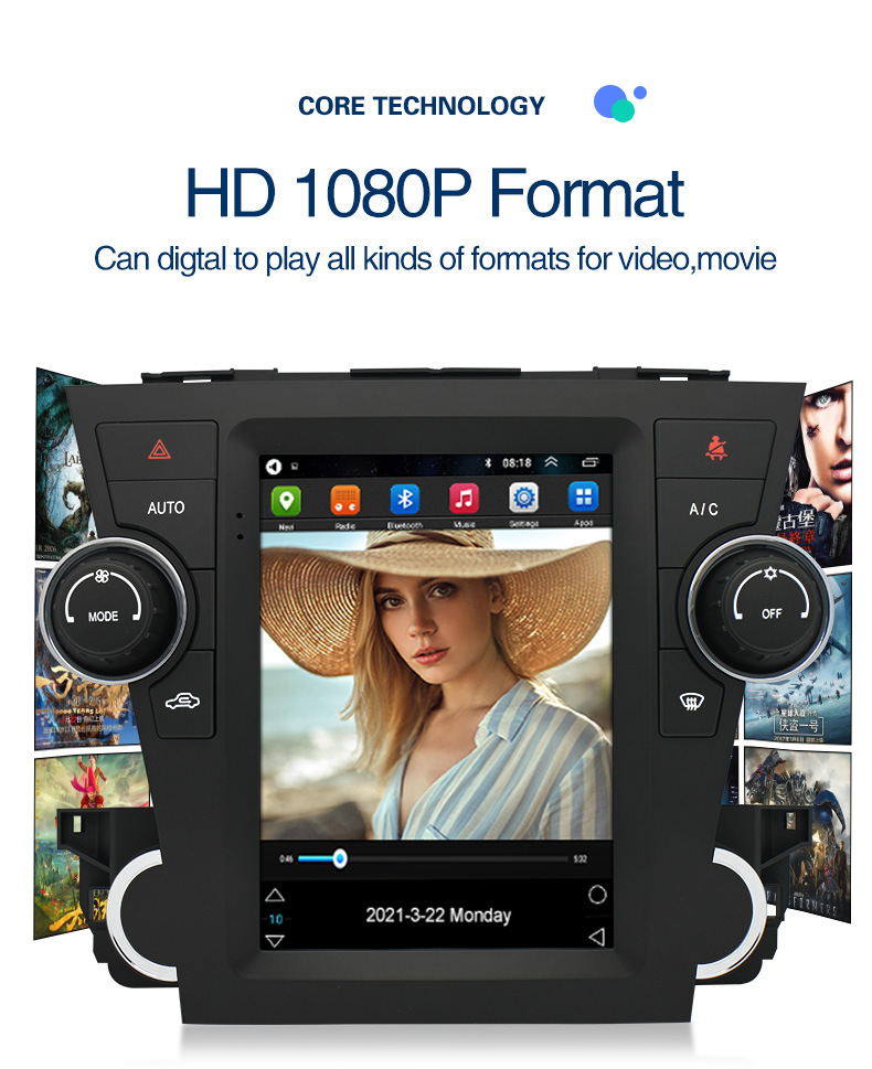 Suitable for 09-14 Old Toyota Highlander Highlander Android Large Screen Vertical Screen Dedicated Navigation All-In-One Machine