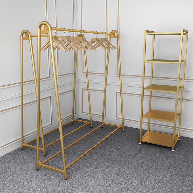 Clothing Store Shelves for Women's and Children's Clothing, Gold-Colored Clothes Drying Rack, Special Iron Art Floor-Standing Wedding Dress Hanger Clothing Store Shelves for Women's and Children's Clothing, Gold-Colored Clothes Drying Rack, Special Iron Art Floor-Standing Wedding Dress Hanger