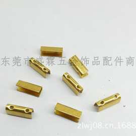 U形绳夹带夹铜夹铜绳夹两孔马仔DIY饰品绳带配件