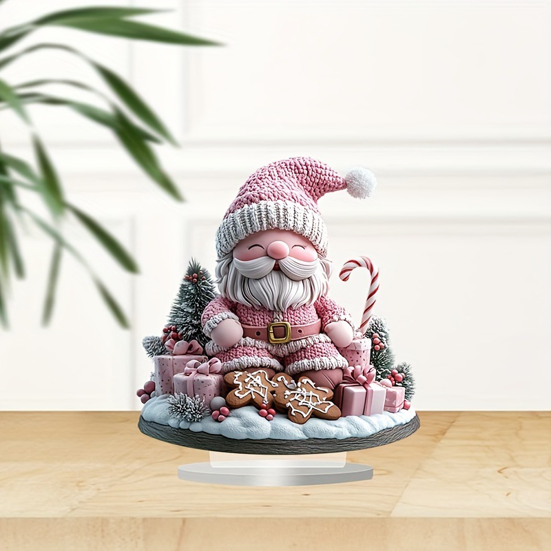 跨境粉色波西米亚风格圣诞老人亚克力桌面装饰牌圣诞节节日展示