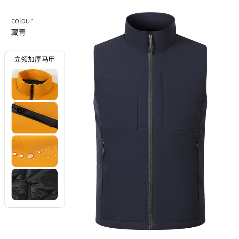 Invierno transfronterizo chaleco de plumón de hombre ropa de trabajo cálida con chaleco de plumón de hombre personalizado clip de caballo de algodón