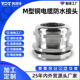 哇噢金属接头黄铜镀镍葛兰头M型电缆固定接头船用填料函连接器