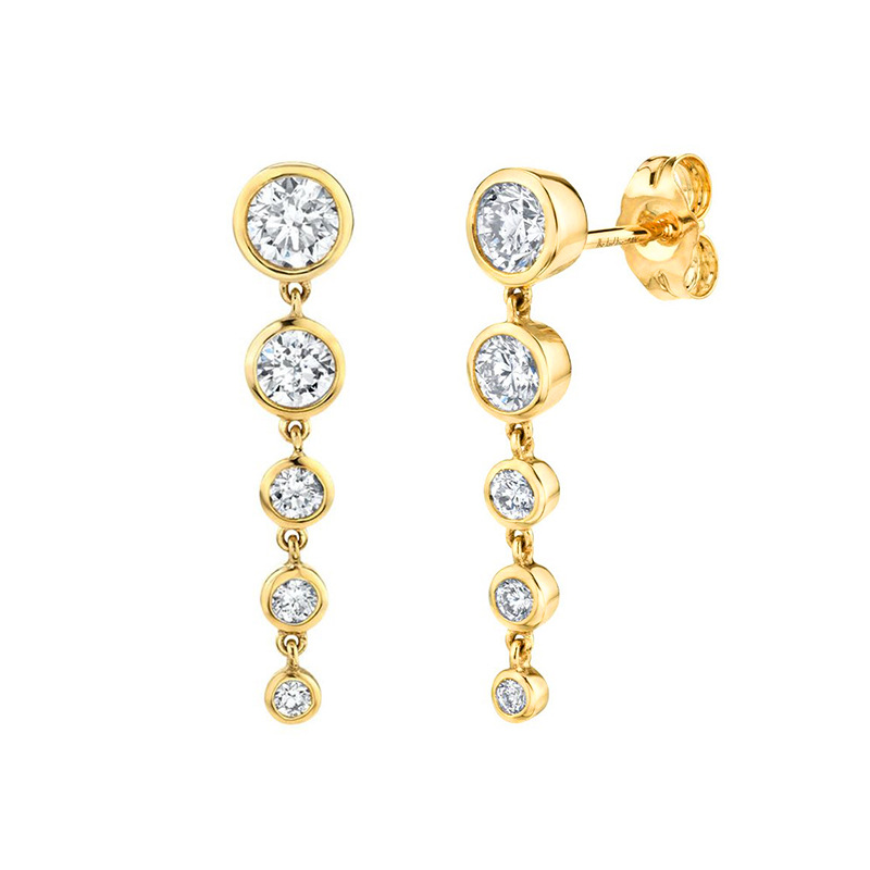 Chain Diamond Earrings Creative Zircon Micro Inlaid Earrings Accessories display picture 1