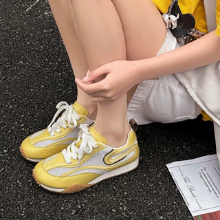 真皮德训鞋女款2026新款春秋休闲鞋单鞋网面透气阿甘鞋百搭运功鞋