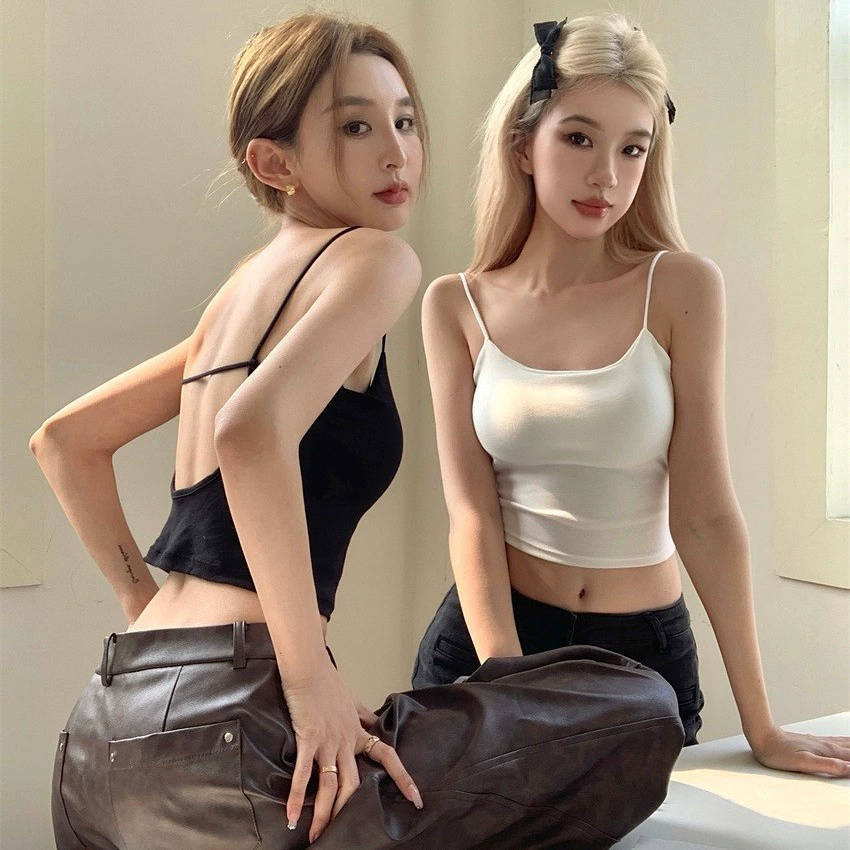 Топ майка (женщина) с встроенными чашками, японский стиль бэc Backless жилет, легкая поддержка, one size (80–110 кг)