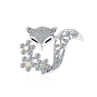 Simplicity Fox alloy Drip Rhinestone Brooch originality fashion personality animal Sternum suit Clothes & Accessories Pin