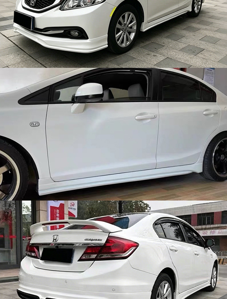 Suitable for 2012-2015 Civic Modified Body Kit, Including Front Spoiler, Side Skirts, Rear Lip, and Small Body Kit Accessories