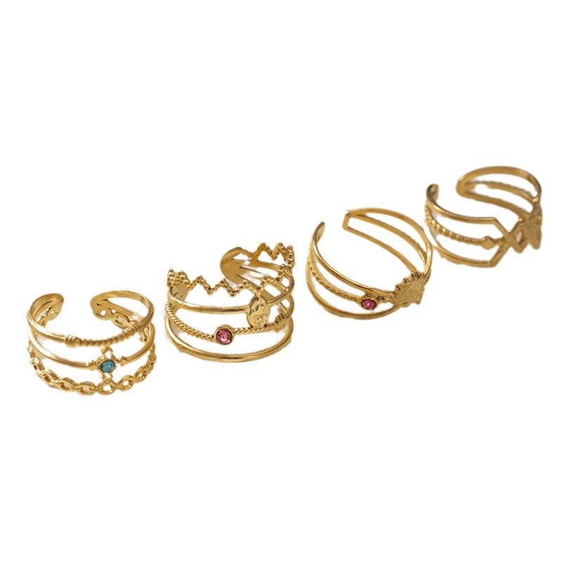 TINA OMU 18k oro de titanio acero anillo de acero inoxidable abierto exagerado anillos de dedos de alta calidad joyas anillos