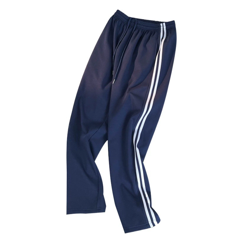 Школьные брюки с двумя полосами, женские темно-синие школьники младших и старших классов, свободные прямые школьные брюки на флисовой подкладке, брюки с двумя полосами, зимние мужские