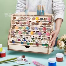跨境木质颜料架大容量美术油漆瓶展示架多孔丙烯涂料整理架置物架