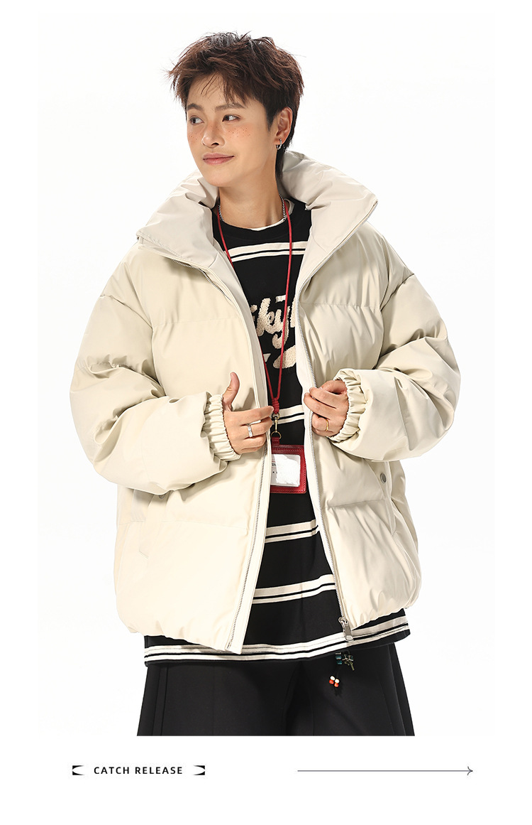 Kleidung aus PU-Leder mit Baumwollfutter für Damen und Herren, locker sitzende, wattierte Jacken, Freizeitkleidung, Stehkragenjacken für Herren_voghion.com