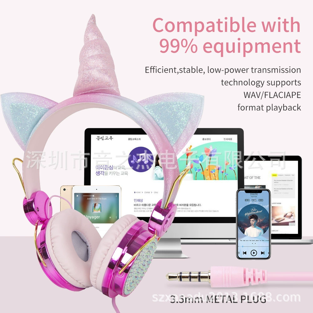 Cartoon Unicorn Bluetooth Headphones for Mobile, Phone, Tablet, Laptop – Soft, Skin-friendly Earmuffs