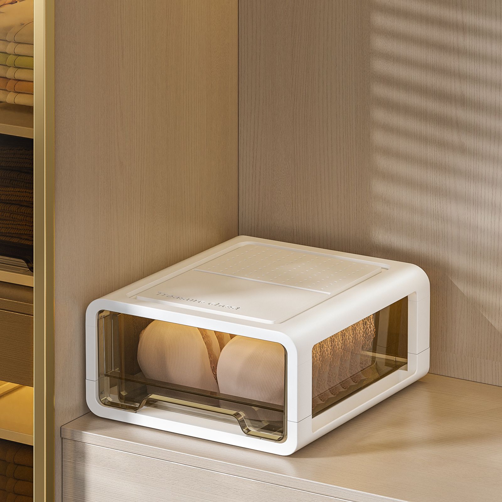 Renchang Multi-Compartment Underwear, Socks, Tights Storage Box, 3-in-1 Organizer with Various Configurations