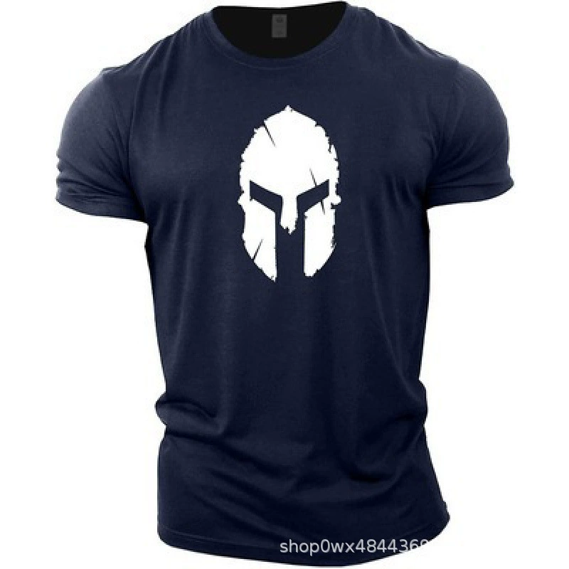 2022 Amazon Мужская Спортивная 3D летняя футболка для фитнеса с круглым вырезом и коротким рукавом Простой литой индивидуальный узор