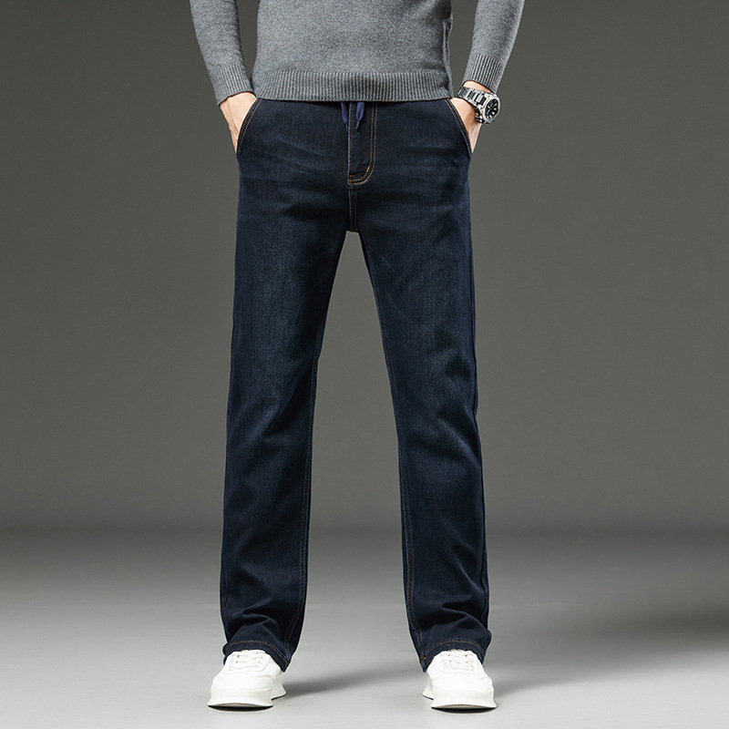 340 kg extra große Jeans Herren einfache und vielseitige Jeans mit elastischer Taille Herren Herbst und Winter dicke Jeans Herren_voghion.com