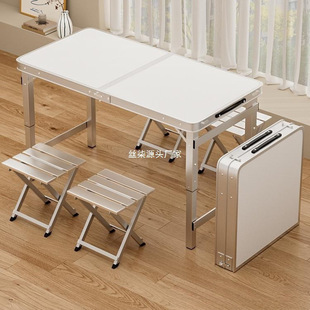 Folding Table Stall Table Outdoor Portable Camping Picnic Night Market Stall Work Table and Chair Liftable Folding