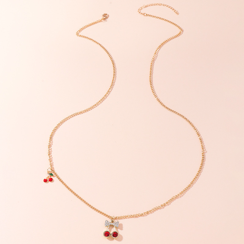 Fashion Cute Diamond-encrusted Cherry Pendant Waist Chain Body Chain display picture 4