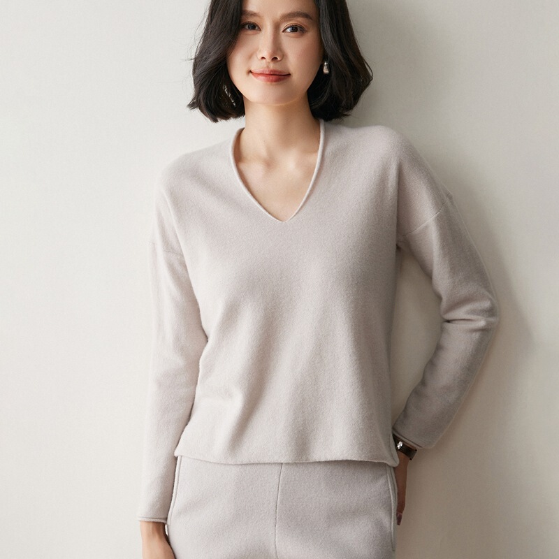 山羊绒衫女V领长袖2025秋冬新款羊绒衫女时尚羊毛针织衫毛衣潮|undefined