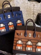 鳄鱼皮白房子包全手工美洲方块凯莉女包20小包高端mini铂金包