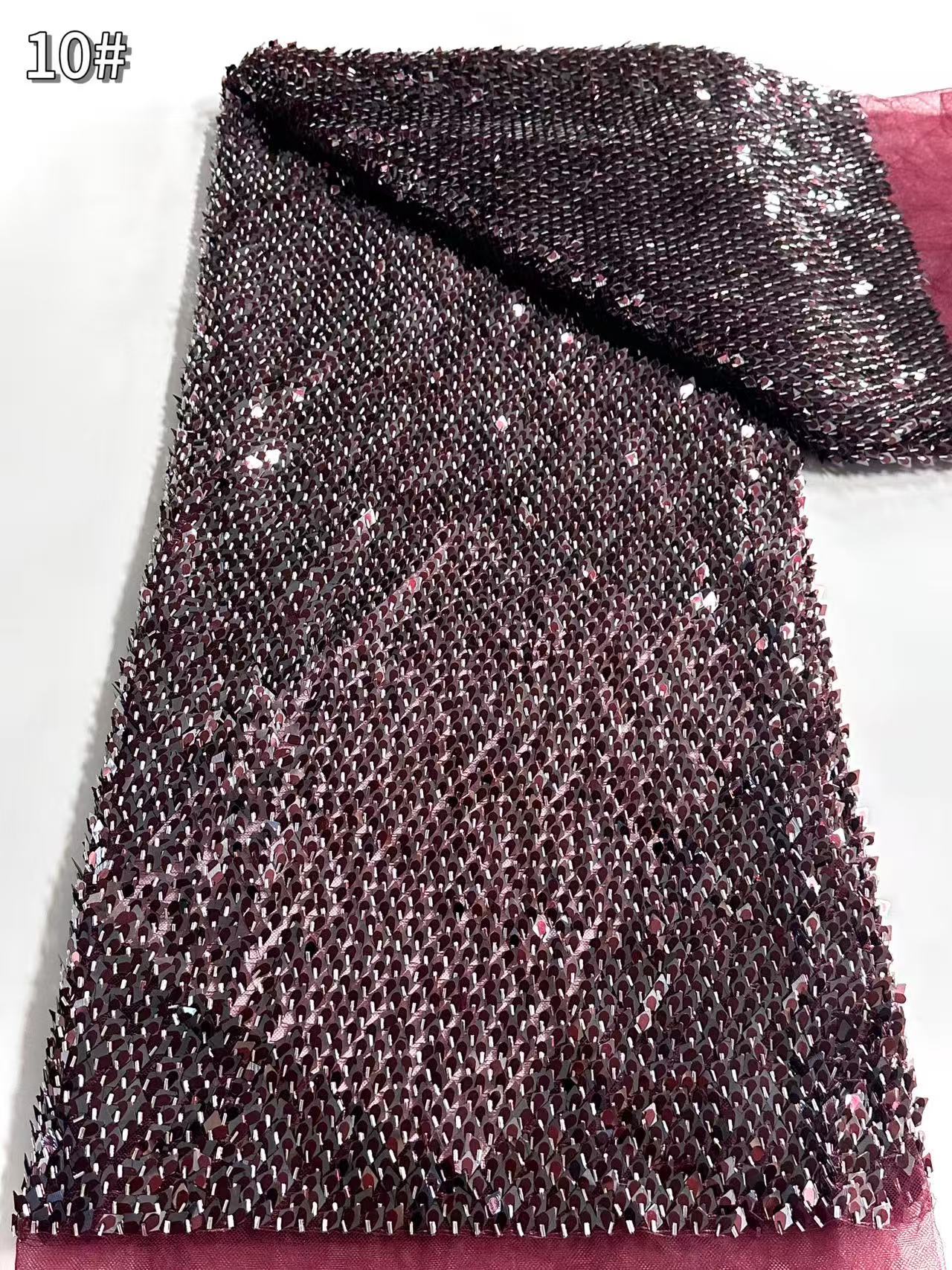 African Beaded Lace Fabric Lentejuelas bordado de lentejuelas tela de malla de escamas de la industria pesada