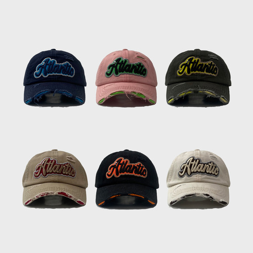 American retro hole baseball cap for women Spring and Summer new fashion khaki color embroidered soft brim duckbill cap for men trendy looks face slimming