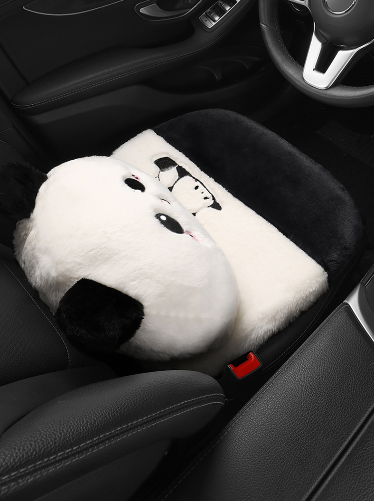 Winter car seat cushion cartoon plush cushion car seat cushion rear universal warm three-piece plush non-slip seat