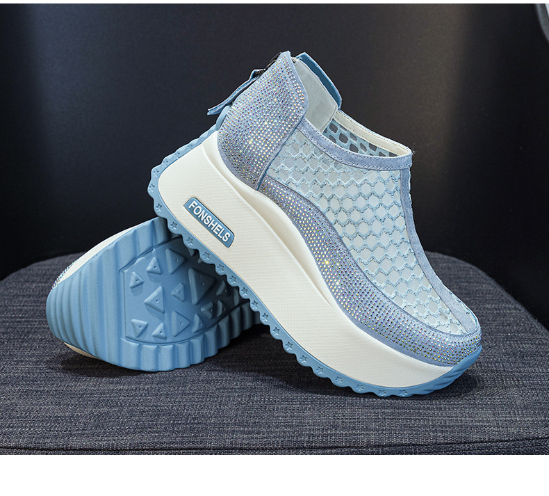 Giày sandal nữ đế dày tăng chiều cao mũi tròn lưới thoáng khí phong cách thể thao — M2839 màu xanh lam, M2839 màu be, M2839 màu đen, M2839 màu tím chi tiết 22