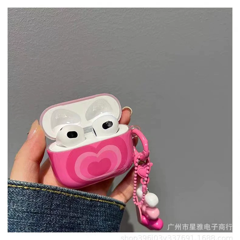 Apple, brand fuchsia protective case, wireless headphones, bluetooth