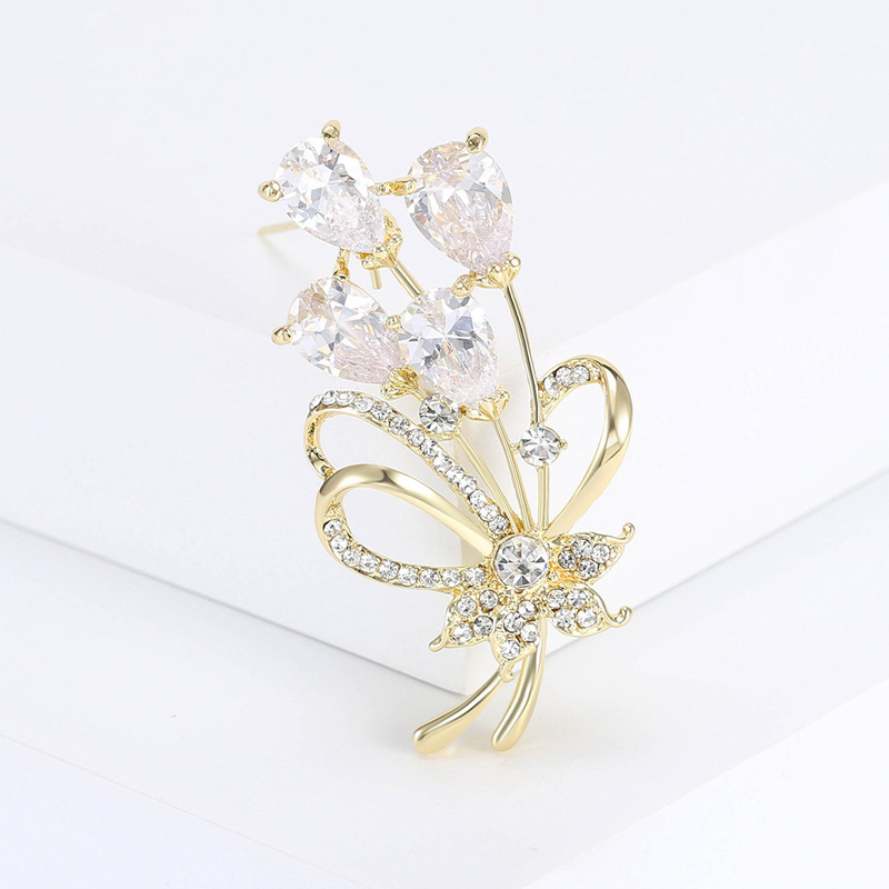 Tulpvormige broche met diamanten legering broche voor dames_voghion.com