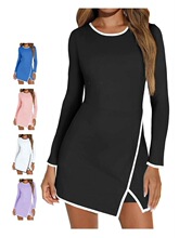 Y 88875 Color Block Bodycon Dress ƴ�Ӱ�������ȹ �羳ŷ����