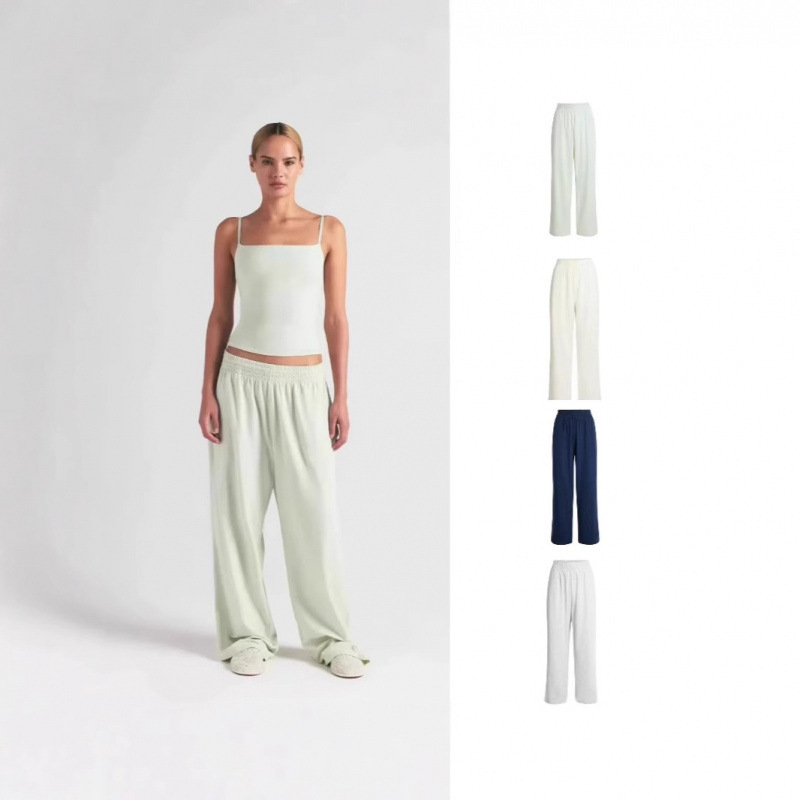 25 New Products Skims Cotton Jersey Wide Leg Pant Cotton Straight-Leg Pants Casual Wide-Leg Pants